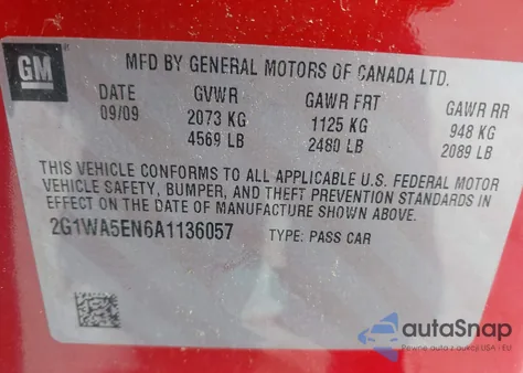 2010 Chevrolet Impala Ls из США, поврежденный, VIN 2G1WA5EN6A1136057